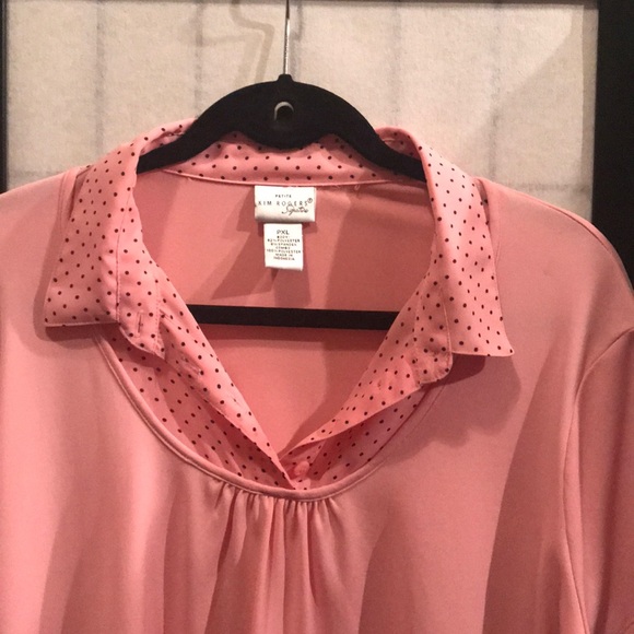 Kim Rogers Signature pink/ black polka dot blouse - Picture 2 of 5